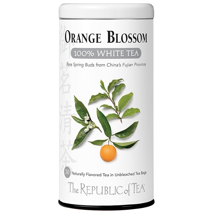 The Republic of Tea – Orange Blossom 100% White Tea Bags, Steeps 50 Low-Caffeinated Cups - Bloomnest