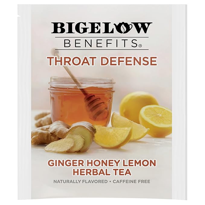 Bigelow Benefits Throat Defense (Ginger Honey Lemon Herbal), 18 Count (Pack of 6), 108 Total Tea Bags - Bloomnest