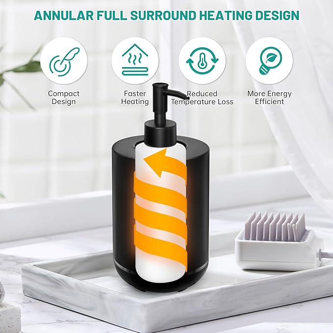 Massage Oil Warmer Bottle Professional Electric Lotion Digital Heater for SPA, Portable Oil Warmer Heated Cream for Beauty Salon Home, with Gradient Atmosphere Lamp, ℃/℉ Switchable Display - Bloomnest