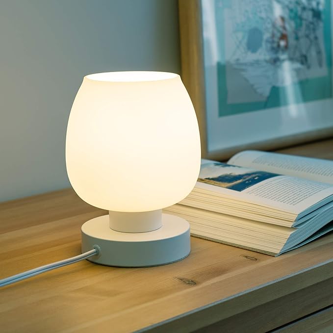 Touch Bedside Table Lamp Set of 2 - Modern Nightstand with USB-C&A Charging, 3-Way Dimmable LED Desk Lamp, White Opal Glass Shade - Bloomnest