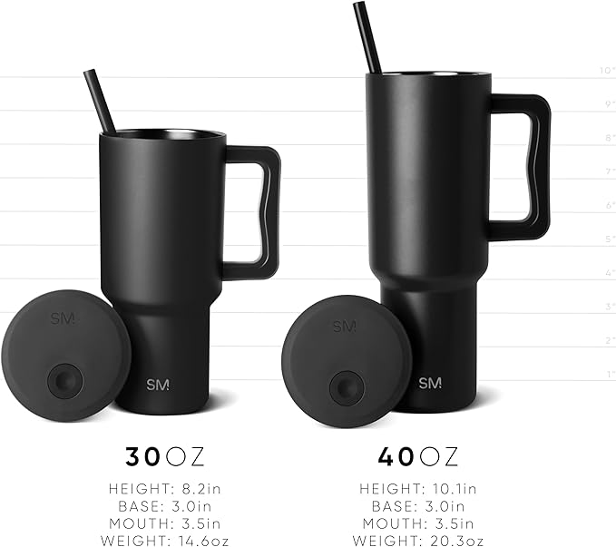 Simple Modern 40 oz Trek Tumbler with Handle and Straw Lid | Cup Holder Friendly Insulated Stainless Steel Travel Mug | Blush SimpleModern