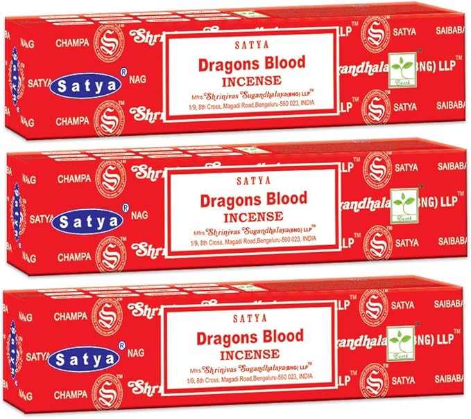 3 Packs Original Satya Sai Baba Nag Champa Incense Sticks Joss Insence - Insense 15g Box NagChampa Agarbatti (Dragon's Blood) Satya