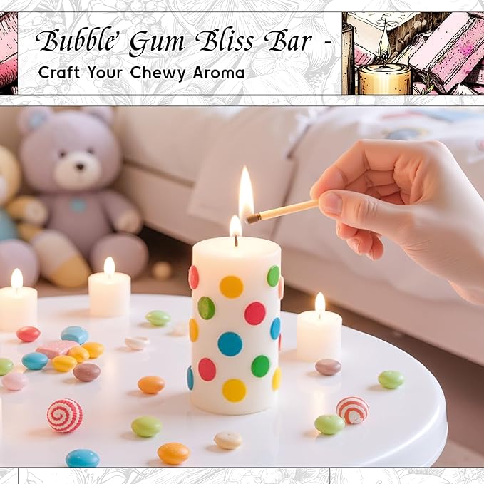 HIQILI Bubble Gum Fragrance Oil for Candle, Soap & Bath Bombs Making, Long Lasting Candy Scents, Home Diffuser Use - 1 Fl Oz HIQILI