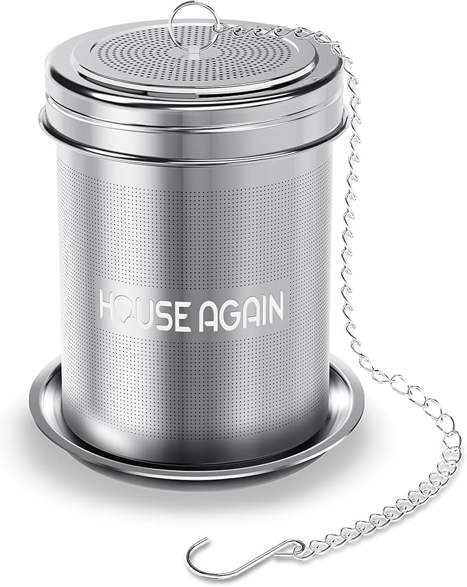 House Again Large Tea Infuser, Extra Fine Mesh Tea Strainers for Loose Tea, 18/8 Stainless Steel Tea Strainer with Extended Chain Hook, Tea Steeper for Brew Tea, Spices & Seasonings, for Multi Cups - Bloomnest