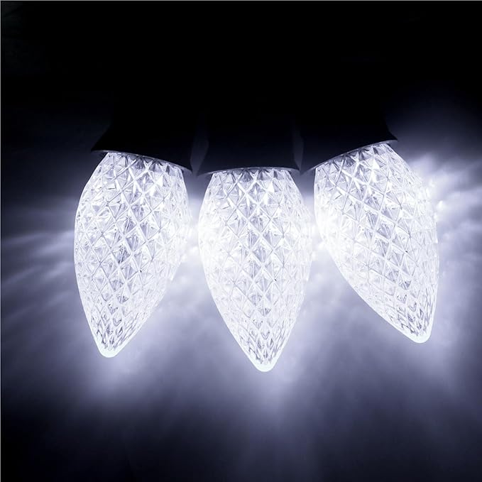 Meconard C7 Led Replacement Christmas Light Bulbs, C7 Shatterproof Led Bulbs for Christmas Indoor Outdoor String Lights, E12 Candelabra Base, Commercial Grade Holiday Bulbs, Cool White, 25 Pack - Bloomnest