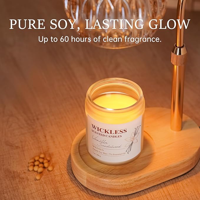 Vanilla Sandalwood Wickless Candle for Candle Warmer Lamp with 10ml Essential Oil for Custom Aroma, Flameless Non-Toxic Soy Scented Candle for Home, Christmas Holiday or Birthday Gift for Women & Men - Bloomnest