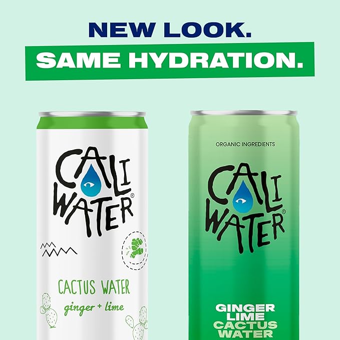 Caliwater - Organic Cactus Water - Ginger and Lime - 5g Sugar, 25 Calories - Coconut Water Alternative - Natural Plant Based Hydration - Skin Care, Electrolyte Drinks - Flavored Water - 12 Cans - Bloomnest