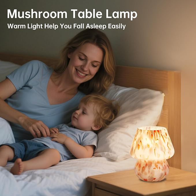 Mushroom Lamp Table Lamp for Bedroom,Small Desk Bedside Lamps for Living Room,Mushroom Decor Cute Mini Modern Mid Century Lamps for Night Stands,Aesthetic Home Living Room Decor(Flame Cream) - Bloomnest
