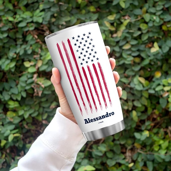 winorax American Flag Tumbler 20oz 30oz Double Wall Vacuum Stainless Steel Insulated Tumblers Coffee Travel Mug Cup With Lid USA Birthday 4th of July Cups For Men Women Custom Name - Bloomnest