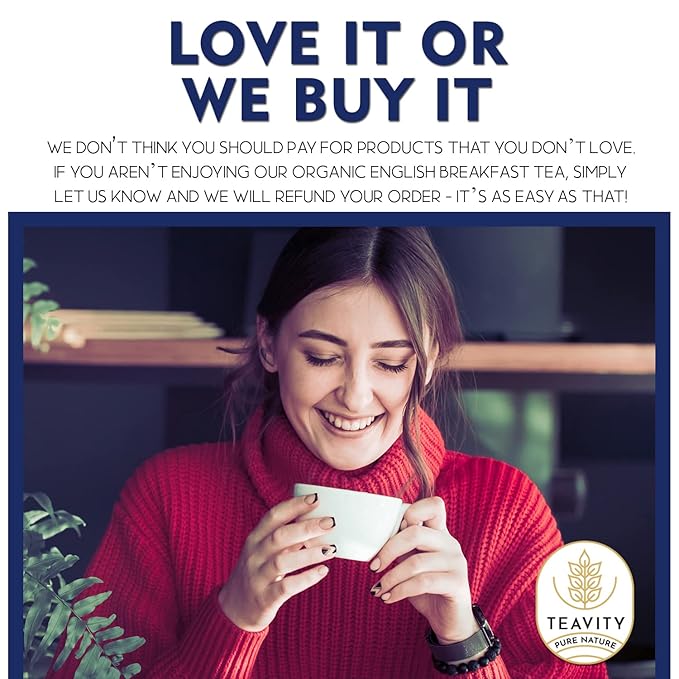 Organic English Breakfast Tea Pods for Keurig - Naturally Caffeinated Unsweetened Black Tea Pods by Teavity (12 Tea Pods) - Bloomnest
