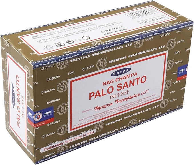 Satya Nag Champa - Palo Santo Incense Sticks | 12 Packs X 15 Grams | Box Of 180 Grams | Export Quality