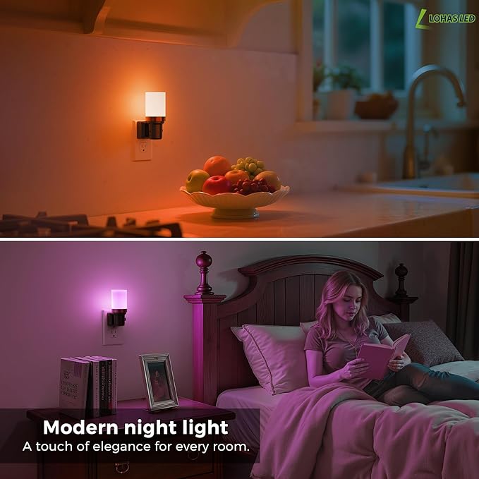 L LOHAS LED Night Lights Plug into Wall, RGB Color Changing Night Light with Auto On/Off Sensor, Ideal Gifts for Friends, Family, 2 Pack - Bloomnest