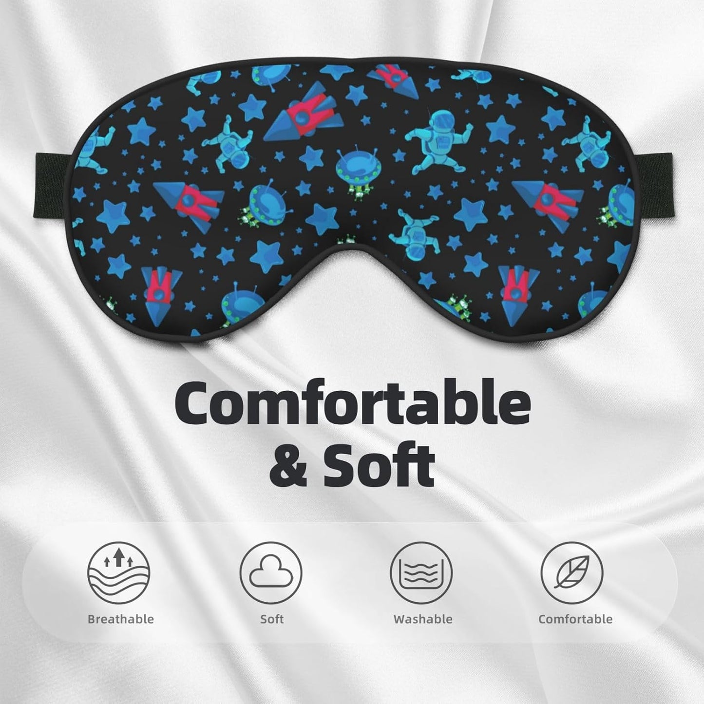 Sleep Eye Mask Astronaut in Outer Space Sleep Mask for Women Men Comfortable Eye Mask with Adjustable Strap Soft Eye Cover Blindfold for Travel Yoga Nap Shift Work