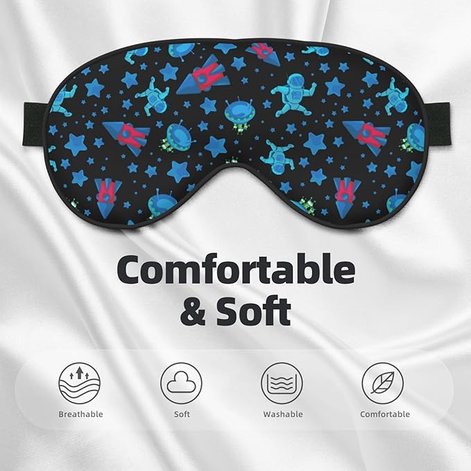 Sleep Eye Mask Astronaut in Outer Space Sleep Mask for Women Men Comfortable Eye Mask with Adjustable Strap Soft Eye Cover Blindfold for Travel Yoga Nap Shift Work - Bloomnest