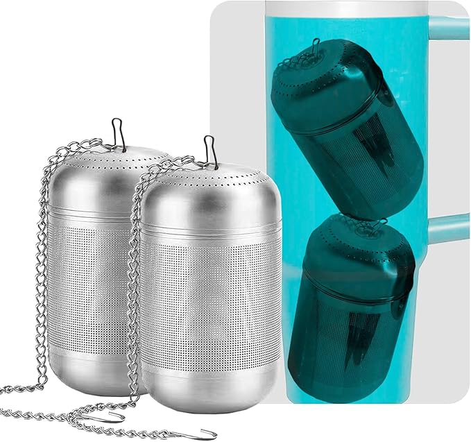 2 Pcs Tea Infuser for Loose Leaf & Fruit Infuser Insert – Extra Fine Mesh Strainer, 316 Stainless Steel with Screw-Top Lid, Reusable Filter for Herbs, Lemon, Cucumber, Coffee & Spices - Bloomnest