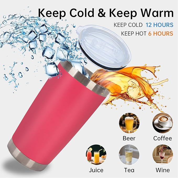 IEOVIEE 32 Pack, 20oz Stainless Steel Bulk Tumblers with Lids and Straws, Double Wall Insulated Travel Mug, Durable Powder Coated Tumbler Bulk Cup for Cold and Hot Drinks(Hot Pink) - Bloomnest