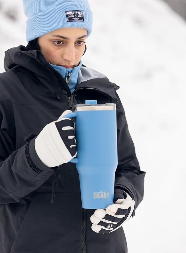 Beast 42 oz Tumbler Stainless Steel Vacuum Insulated Coffee Ice Cup Double Wall Travel Flask (Stormy Sky Blue) - Bloomnest