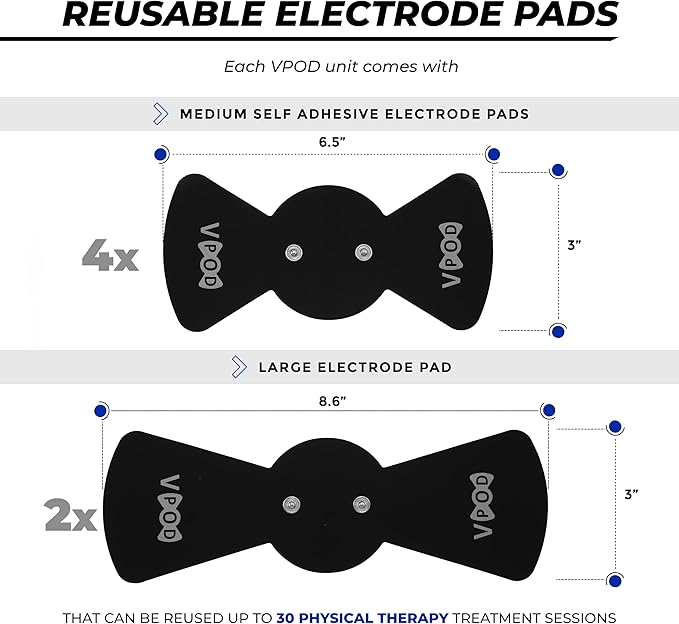 VPOD Deluxe Wireless TENS Unit Muscle Stimulator with Smartphone App Control - Bluetooth Enabled for Pain Relief Therapy - Rechargeable Portable Device for Back and Neck Pain MassageTherapyConcepts