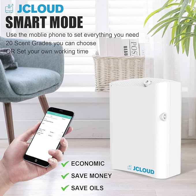 JCLOUD Smart Scent Air Machine Pro for Home, HVAC Scent Diffuser for Essential Oils 500ML with Cold Air Technology, Waterless Aromatherapy Diffuser Cover Up to 4500 Sq.Ft, White - Bloomnest
