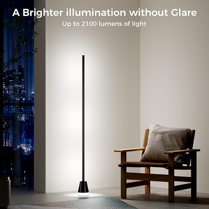 RGB Corner Floor Lamp, 60 Inch Bright Standing Lamps for Bedroom with APP and Remote Modern Floor Lamp Color Changing Ambience Light with Music Sync and 16 Million Colors - Bloomnest