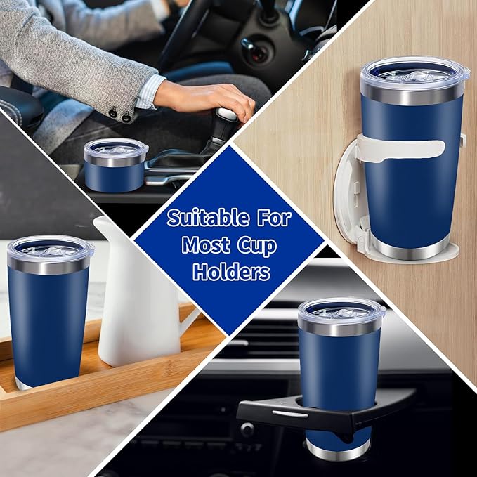1 Packs, 20oz Stainless Steel Tumbler with Lid, Leakproof Double Wall Travel Mug for Hot/Cold Drinks, Home Office Outdoor Party Use, Durable Powder Coated Insulated Cup/Dark Blue - Bloomnest