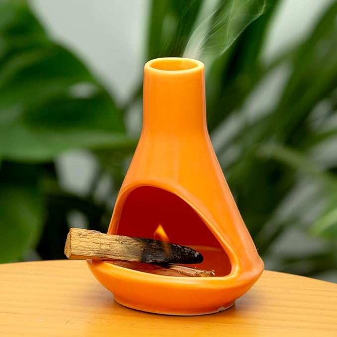 Handmade Ceramic Chiminea Palo Santo Holder - Modern Medieval Incense Burner and Candlet Holder - Zen Home Decor - Bloomnest