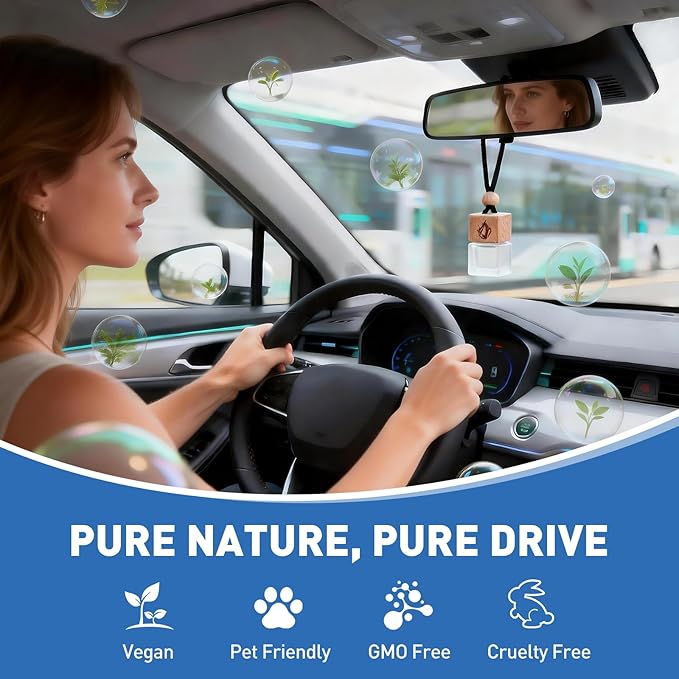 Car Air Freshener Hanging 2 Pack, Black Cedar and Juniper Essential Oil Air Diffuser, Long Lasting Car Scent Fragrance, Car Accessories for Women Men - Bloomnest