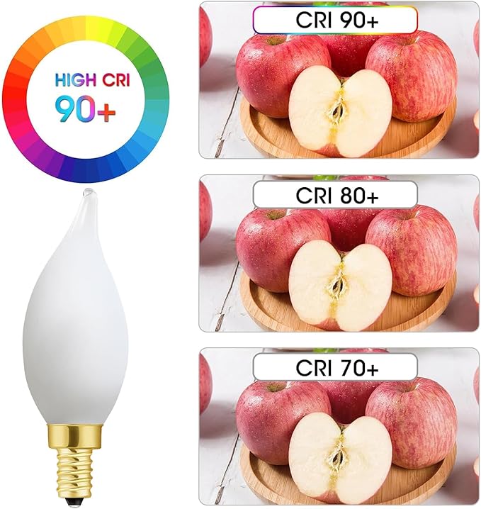 E12 Dimmable LED Bulb 40 watt Candelabra Light Bulbs 3000K Soft White Chandelier Light Bulbs 4W Frosted E12 Vintage LED Filament Vintage Candle Bulb with Decorative, 400lm, 6Pack. - Bloomnest