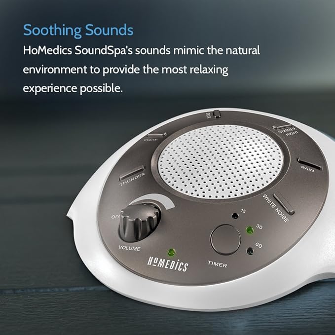 Homedics SoundSleep White Noise Sound Machine, Gold, Small Travel Sound Machine with 6 Relaxing Nature Sounds, Portable Sound Therapy for Home, Office, Nursery, Auto-Off Timer, by Homedics - Bloomnest
