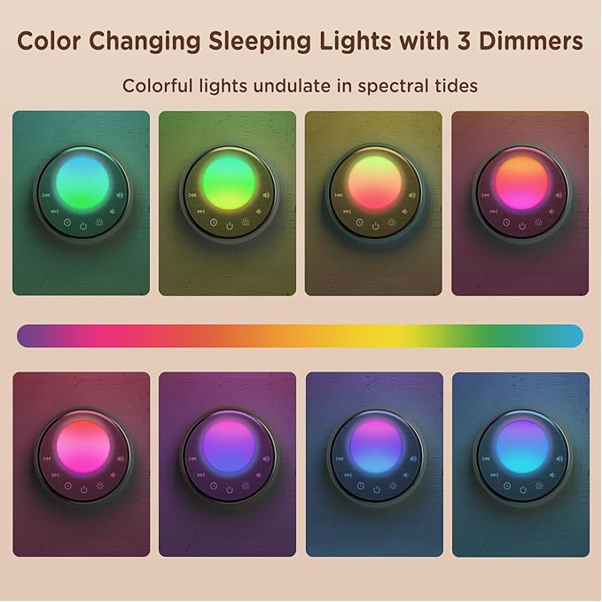 Peakeep Sound Machine with Sleeping Light for Baby, White Noise Lullaby Hush Heartbeat Fan 27 Sounds, 3 Dimmers Dimmable, Travel Battery Machine 30 Volume Loud, 25 Hours Continuous Audio (Aqua) - Bloomnest