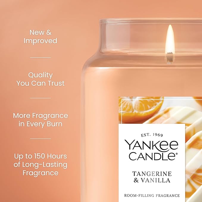 Yankee Candle Tangerine & Vanilla Scented Candle, 22oz Large Jar with up to 150 Hour Burn Time, Giftable - Bloomnest