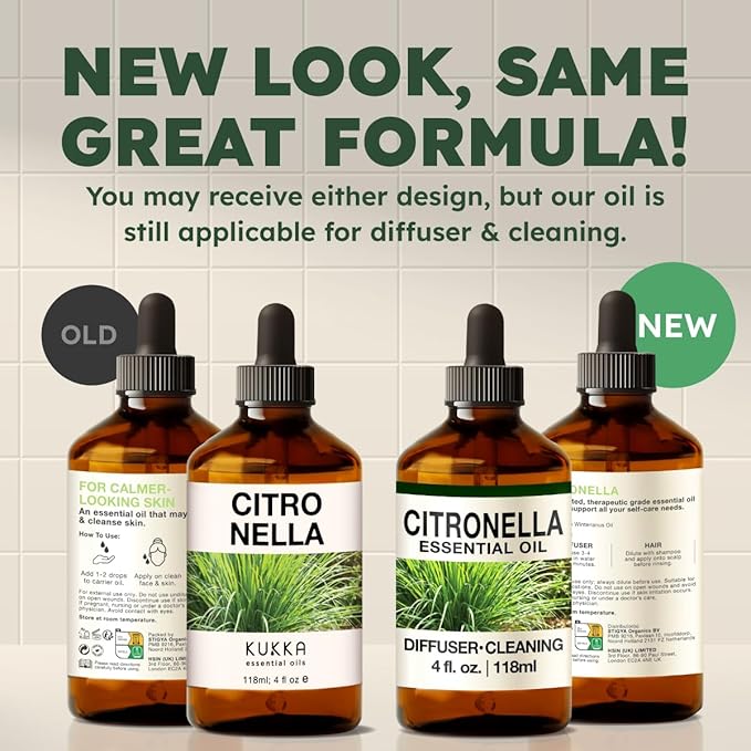 KUKKA Citronella Essential Oils - 4 Fl Oz - for Hair, Skin, Diffuser, Aromatherapy & DIY Soap Making Scent - Bloomnest