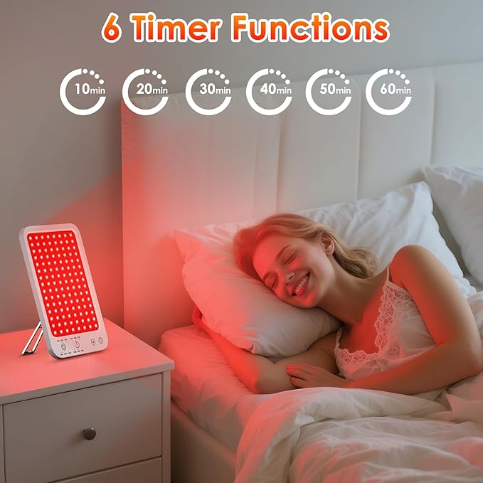 Red Light Therapy for Face Body, Red Light Panel with Adjustable Stand, 660nm and 850nm Near Infrared Therapy Lamp with 3 Modes, 6 Adjustable Brightness and Timer, Home and Travel Use,Gift for Women Puroth