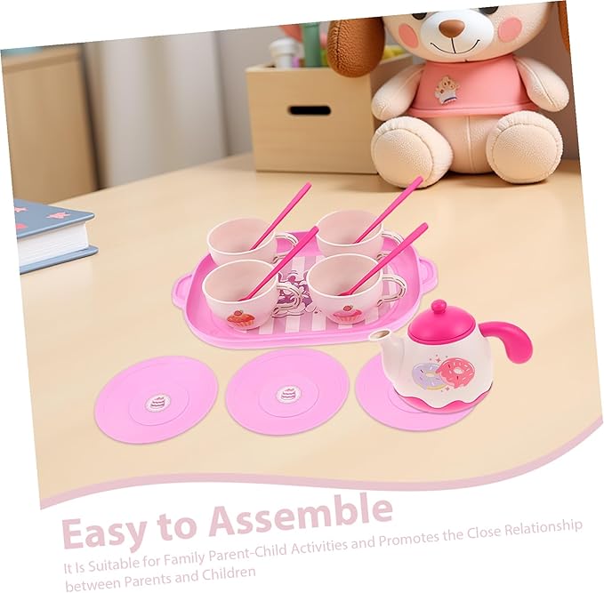KESYOO Tea Party Set Food-Grade Plastic Teapot and Dishes Pretend Play Kitchen Accessories for Easy to Clean Lightweight Educational for Role Play and Family Fun