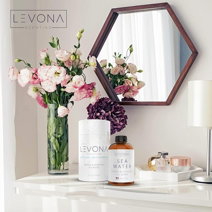 Levona Scent Essential Oil - Fresh Aroma for Home, Office, Hotel & Spa, Perfect in Humidifiers and Diffusers, Luxury Fragrance, with Aqua Marine, Lemon, & Bergamot Notes - 700ml/ 23 fl oz, Sea Water - Bloomnest