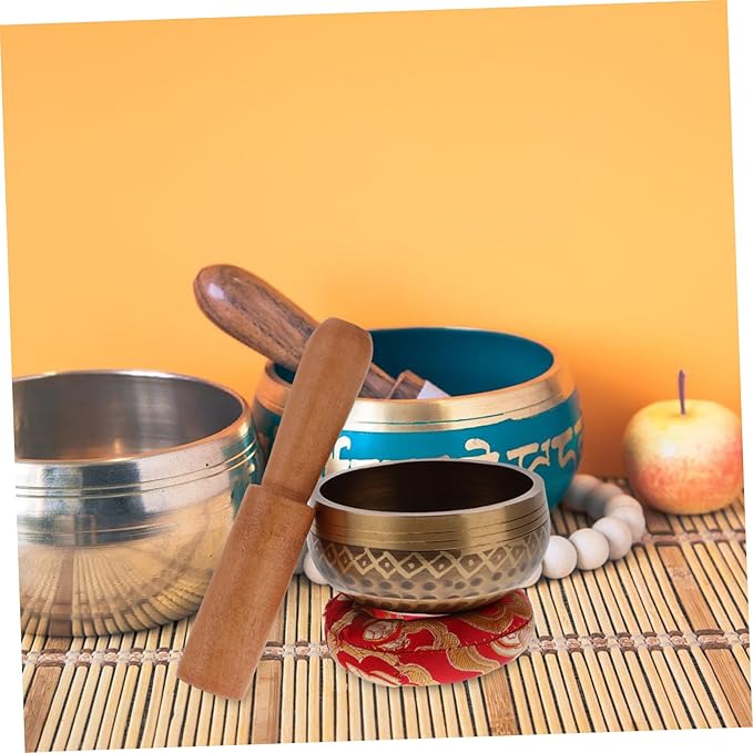BESPORTBLE 1Set Singing Bowl with Wooden Mallet Handicraft Sound Bowl for Meditation Home Decor and Relaxation Durable Multi Purpose Decorative Bowl - Bloomnest