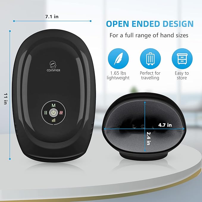 COMFIER Cordless Hand Massager with Heat and Compression,APP Control,Hand Massag for Arthritis and Carpal Tunnel,Wrist Finger Massager,3 Heat &3 Intensities, Gifts for Mom, Dads, Women and Men