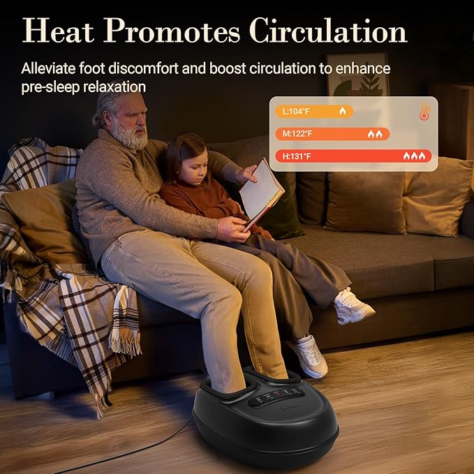 Foot Massager with Heat, Shiatsu Feet Massager for Plantar Fasciitis Relief, Adjustable Kneading and Compression Foot Massage Machine for Neuropathy Pain, Fits Up to 13" - Bloomnest