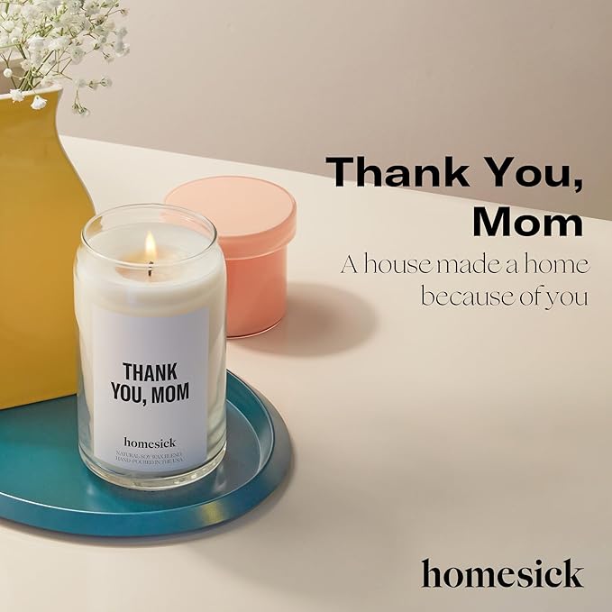 Homesick Scented Candles for Home (Thank You, Mom) - 13.75 oz Long-Lasting Soy Wax Blend Jar Candle Gifts for Women for All Occasions, 60-80 Hours Burn Time - Notes of Bergamot, Lavender & Sage - Bloomnest