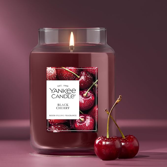 Yankee Candle Black Cherry Scented Candle, 22oz Large Jar with up to 150 Hour Burn Time, Giftable - Bloomnest