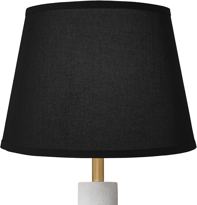 29.7" Modern Table Lamp, Single Farmhouse Rustic Bedside Lamp, White Cement lamp Base with Black Linen Shade, for Bedroom, Living Room Office Kids - Bloomnest