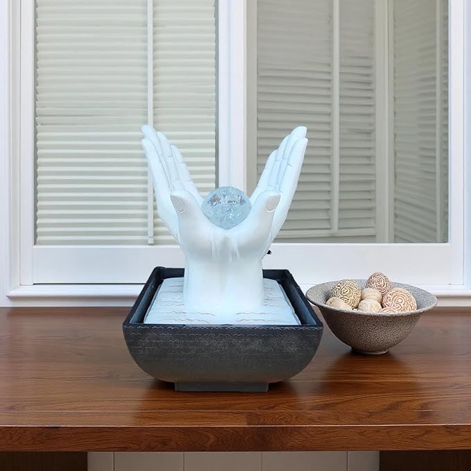Indoor Water Fountain, Small Water Fountain Indoor, Indoor Water Feature with Desk Waterfall, Zen Table Top Fountains for Home Office Desk Decor, Mini Tabletop Fountains(White) - Bloomnest