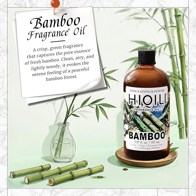 HIQILI Bamboo Fragrance Oil for Scent Diffuser, Idea for Candle & Soap Making, DIY Room Air Fresheners, New Car Scent - 5.07 Fl Oz - Bloomnest