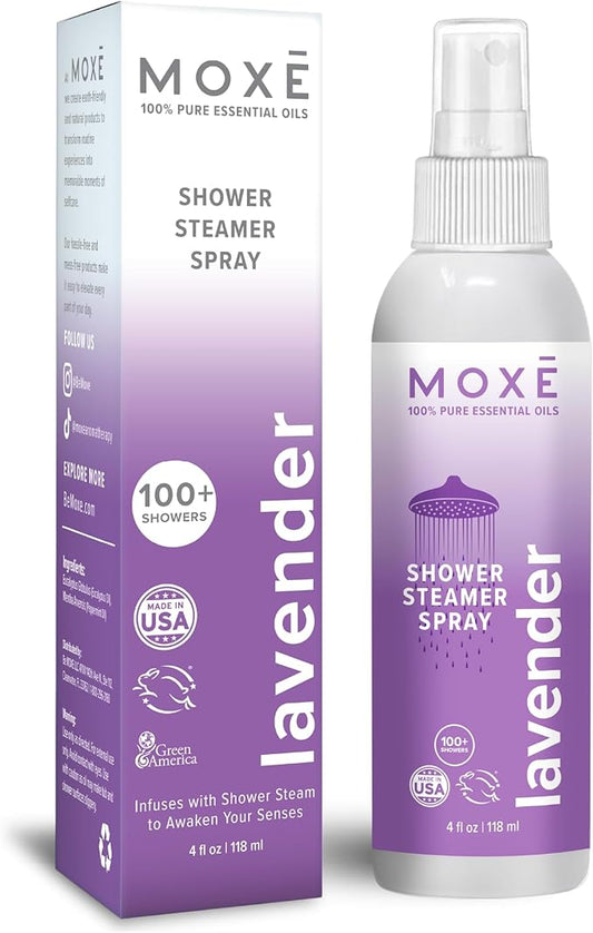 MOXE Shower Mist, Spa Steam Spray, Certified Natural Essential Oils, Aromatherapy, Tension Relief (Lavender, 4 Fl Oz (Pack of 1))… - Bloomnest