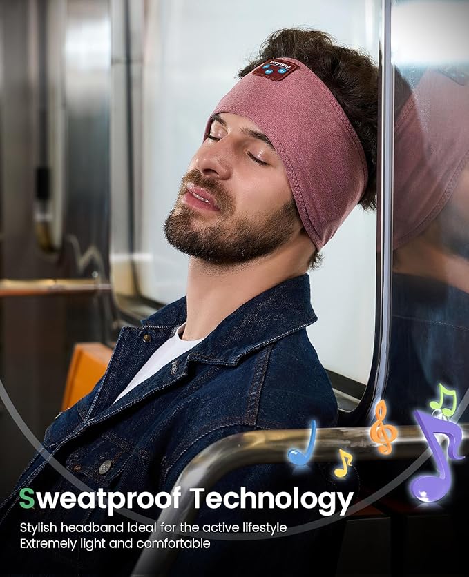 Perytong Sleep Headphones Bluetooth 5.2 Headband, Sports Wireless Earphones Music Sleeping Eye Mask Earbuds with HD Stereo Speaker for Mom Dad Women Men Teen Running Cool Gadgets Unique Gifts - Bloomnest
