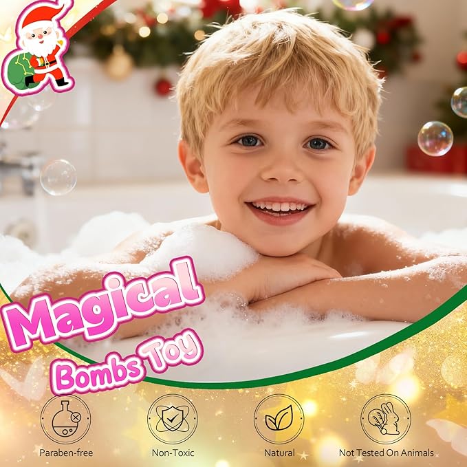 MeCids Magic Potion Bubble Bath Bombs for Kids -Bath Color Tablets Bath Potions for Toddlers Ages 4-12 Fun Science Kit Gift for Birthday, Halloween，Christmas- 6 Pack (Shaped Gems & Stars) - Bloomnest