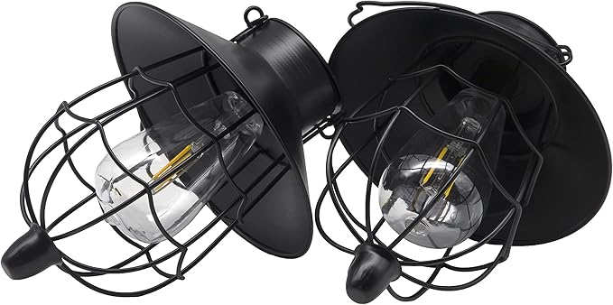 YAKii 2 Pack Solar Lantern Hanging Waterproof Outdoor Metal Solar Lamp with Warm White Light Decorate for Yard Garden Pathway Patio Porch Decor (Black) - Bloomnest