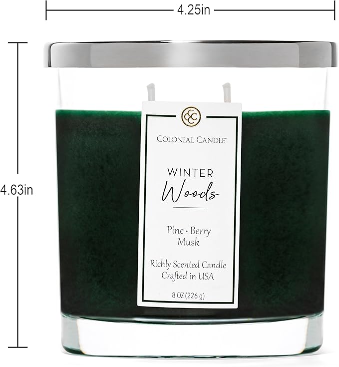 Colonial Candle Winter Woods Scented Candle Jar, Highly Fragranced Candles for Home Scented, Mottled Wax Candle, 2 Wick, 8 oz - Made in The USA - Bloomnest
