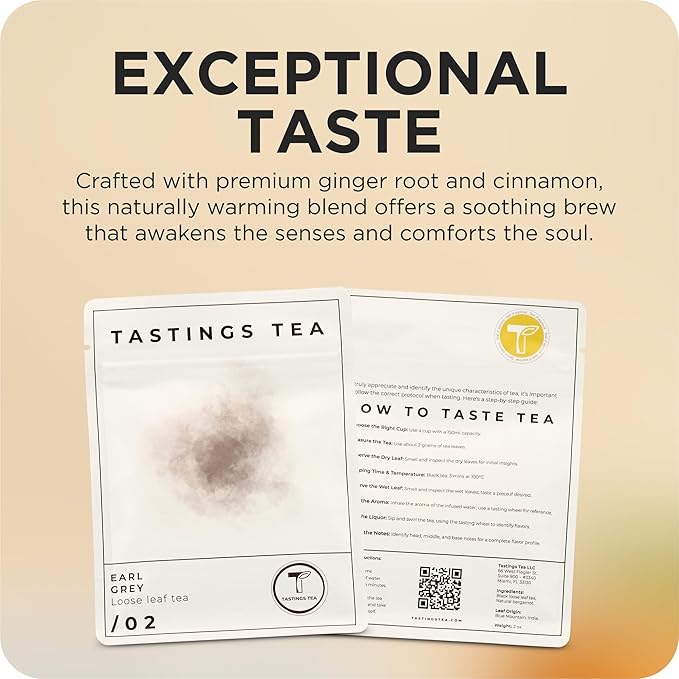 Tastings Tea Earl Grey - 3.5 oz. Loose-Leaf Blend | Assam & Nilgiri Tea Leaves with Bergamot Oil | Caffeinated for Morning Rituals | Holistic Wellbeing - Bloomnest