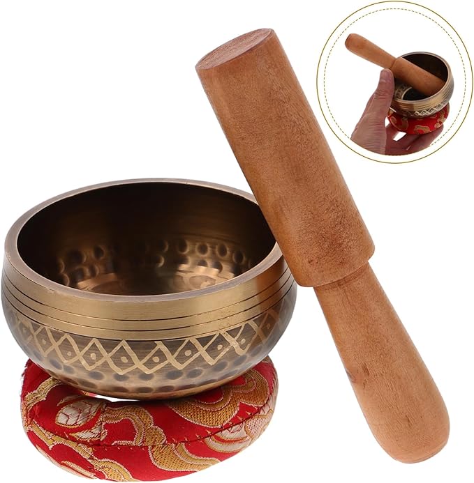BESPORTBLE 1Set Singing Bowl with Wooden Mallet Handicraft Sound Bowl for Meditation Home Decor and Relaxation Durable Multi Purpose Decorative Bowl - Bloomnest